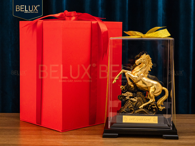 Tượng Ngựa phong thủy dát vàng 24k&nbsp;20×16.5x24cm